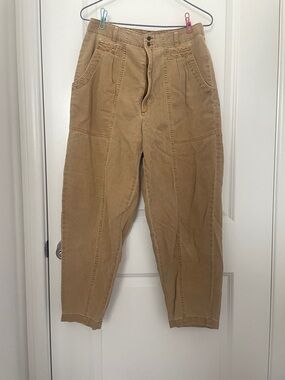 Tan High-Rise Tapered Pants